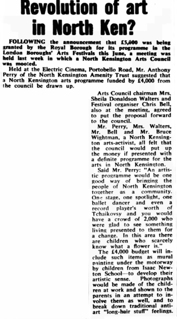 25th February 1972, ‘Revolution of Art in North Ken?’, ‘Kensington News and West London Times’ p5
